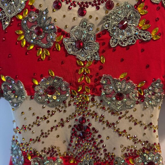 Red Ice Figure Skating Competition Dress NWT Size 10/12 - Picture 6 of 9